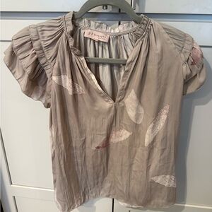 Philosophy Sheer Short Sleeve Blouse Neutral Print Size XS